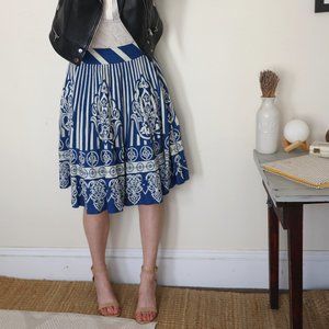Anthropologie Floral Linen Midi Skirt